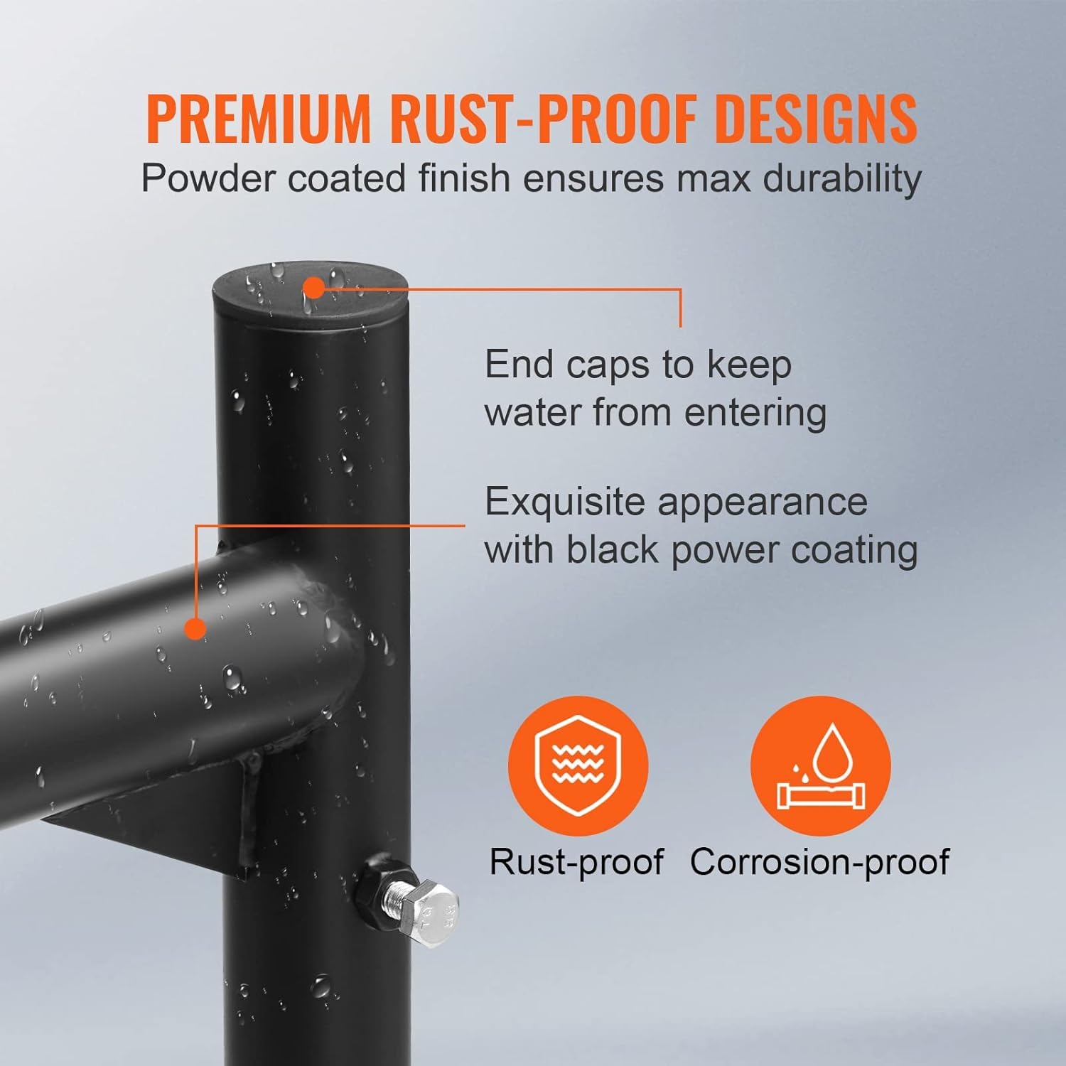 Garvee Adjustable Steel Truck Ladder Rack - 19-34in Width, 250lb Capacity, Non-Drilling Mount, Powder Coated, J-Bolt Clamps, Pickup Truck Bed