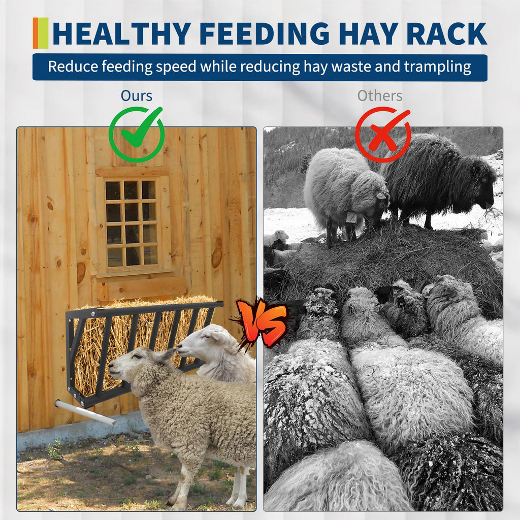 Garvee Wall Mount Hay Rack Livestock Feeder 27" Large Capacity 16 Gallon Heavy Duty Carbon Steel Rust-Resistant Easy Install Indoor Outdoor