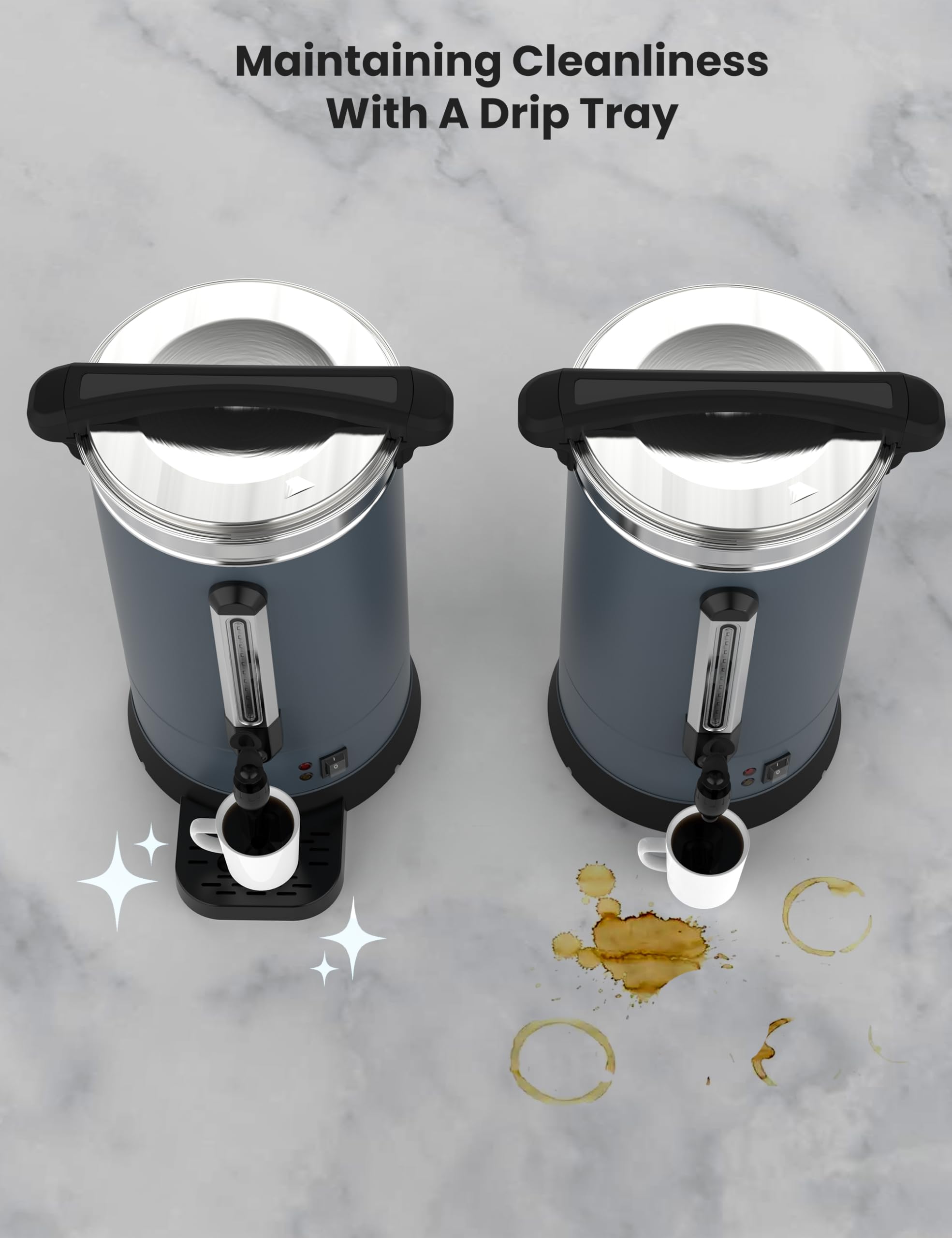 Garvee 100 Cups Coffee Urn,14L/3.8 Gallon Double Wall Commerical Coffee Maker for Buffet Catering Wedding Gathering,Large Capacity Hot Coffee Dispenser,Stainless Steel Hot Water Urn