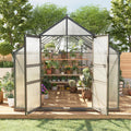 Garvee 8x12 FT Outdoor Walk-in Greenhouse with Polycarbonate Panels, Vent Roof, Windproof Aluminum Frame, Rain Gutters, for Backyard Gardening