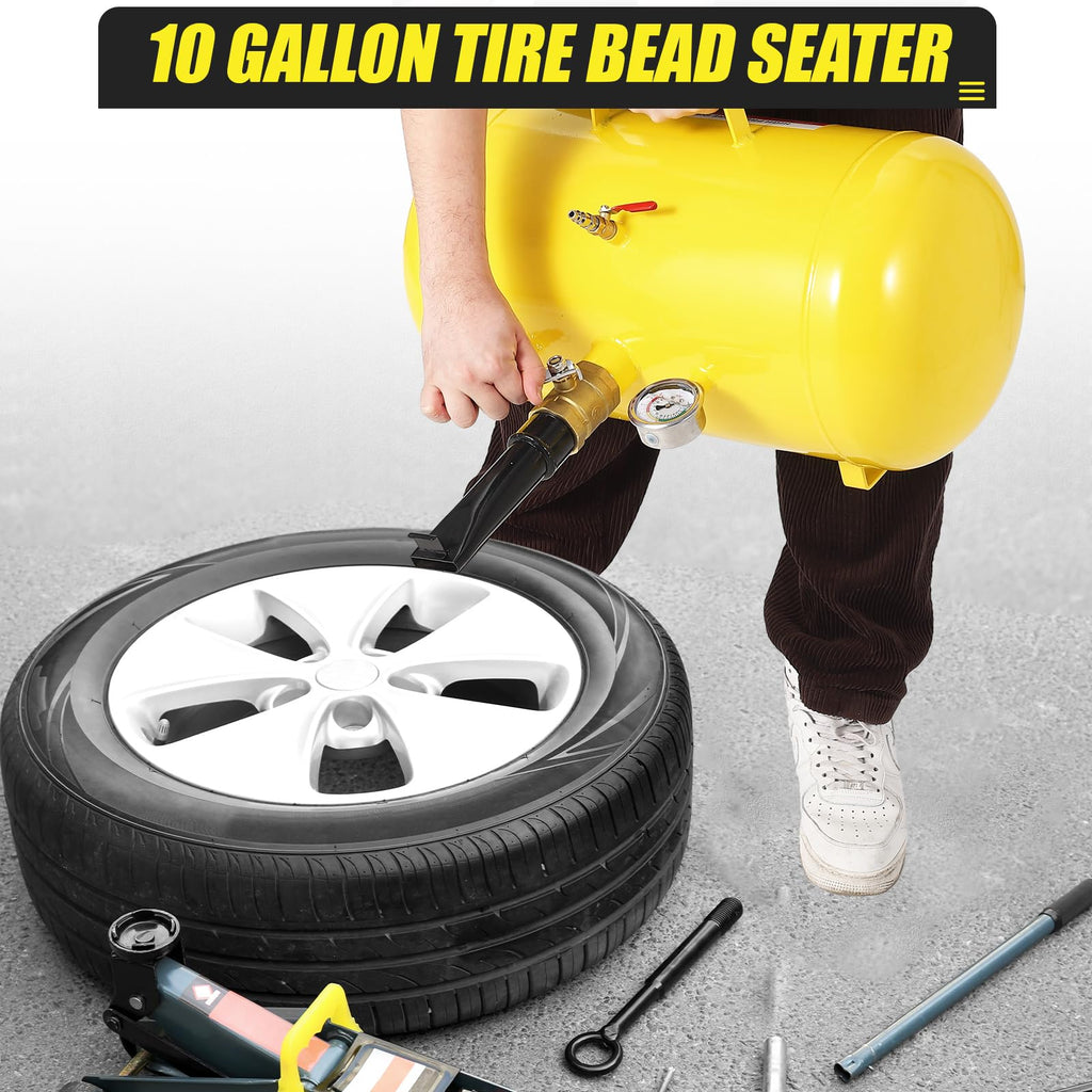 Garvee 10 Gallon Air Tire Bead Seater, Tire Bead Blaster w/Pressure Gauge & Handle, 145PSI Tire Burst Inflation Sealer Seater, Blaster Tool Seating Tire Inflator Car Truck ATV Tank