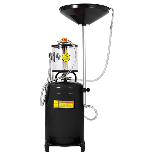 Garvee 20 Gallon Waste Oil Drain Tank Portable Air Operated Oil Drainer Adjustable Funnel Steel with Wheels Toolbox for Auto Workshops
