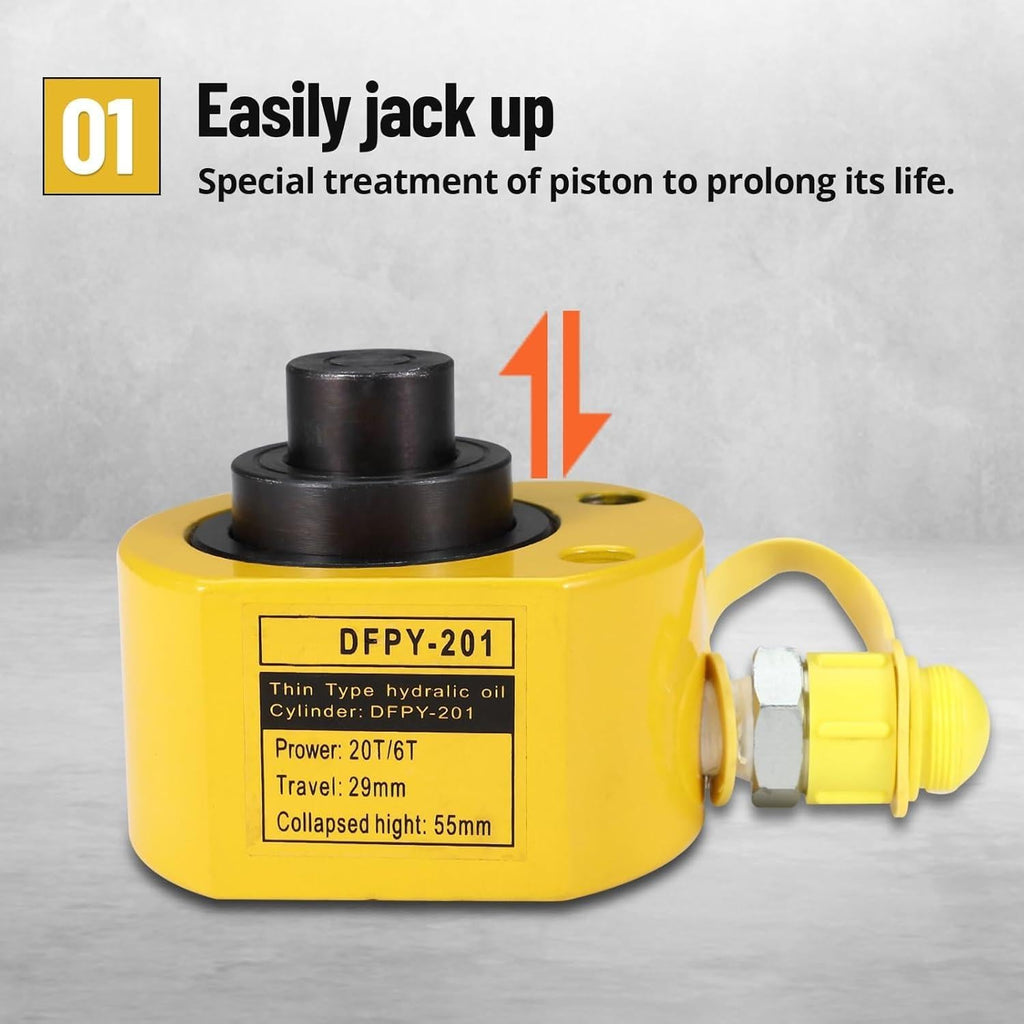 Garvee 20T Hydraulic Cylinder Jack Porta Power Mini Hydraulic Power Ram Lifting Cylinder Low Profile Jack Portable for Shipbuilding Bridge Construction