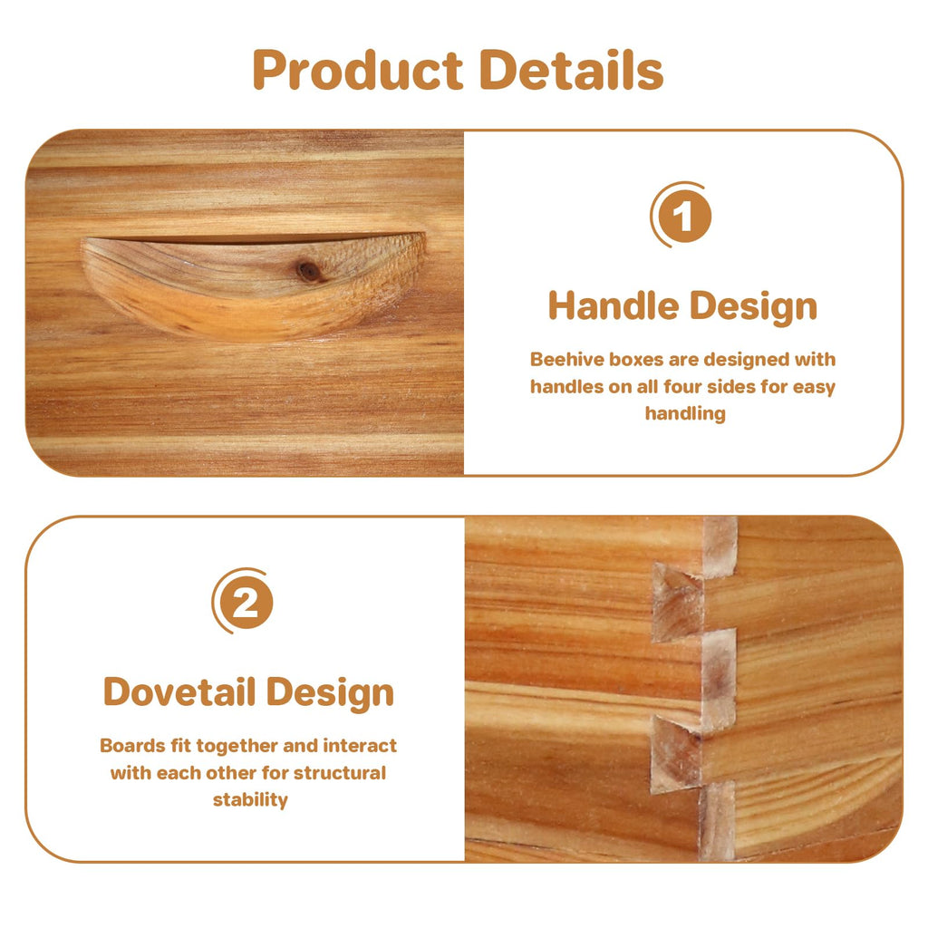 Garvee 10-Frame Langstroth Beehive Kit with Beeswax Coated Frames, Cedarwood, Dovetail Joints, Waterproof Cover, 2 Deep & 1 Medium Box, Beginner Friendly