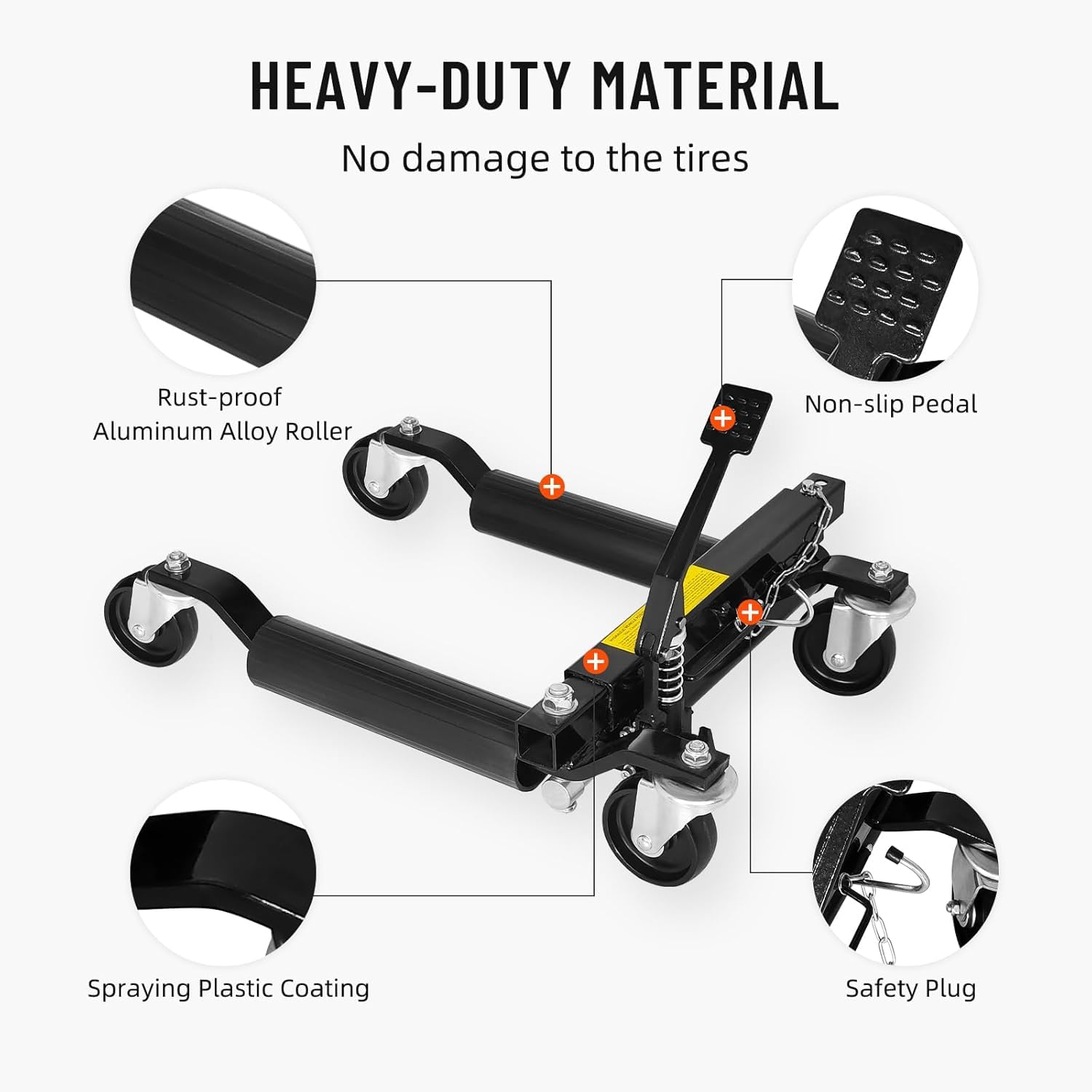 Garvee Car Dolly Jack Set of 2 Hydraulic Wheel Dolly 1500 lbs Capacity Aluminum Alloy Rust-Proof Locking Casters Garage Auto Repair
