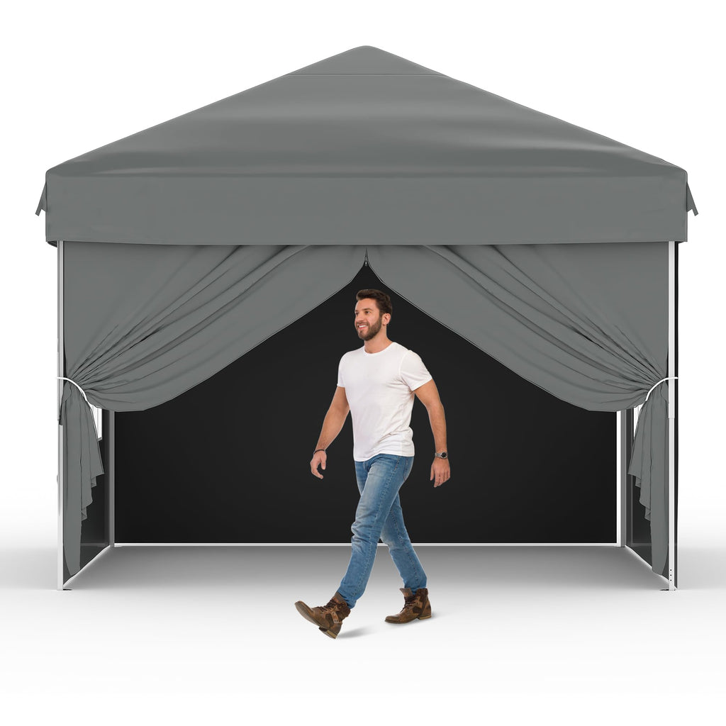 Garvee 10x10 Pop Up Canopy Tent Waterproof Portable with Full Truss Frame, UPF 50+ Fabric, Adjustable Height, Sandbags & Stakes for Camping & Beach