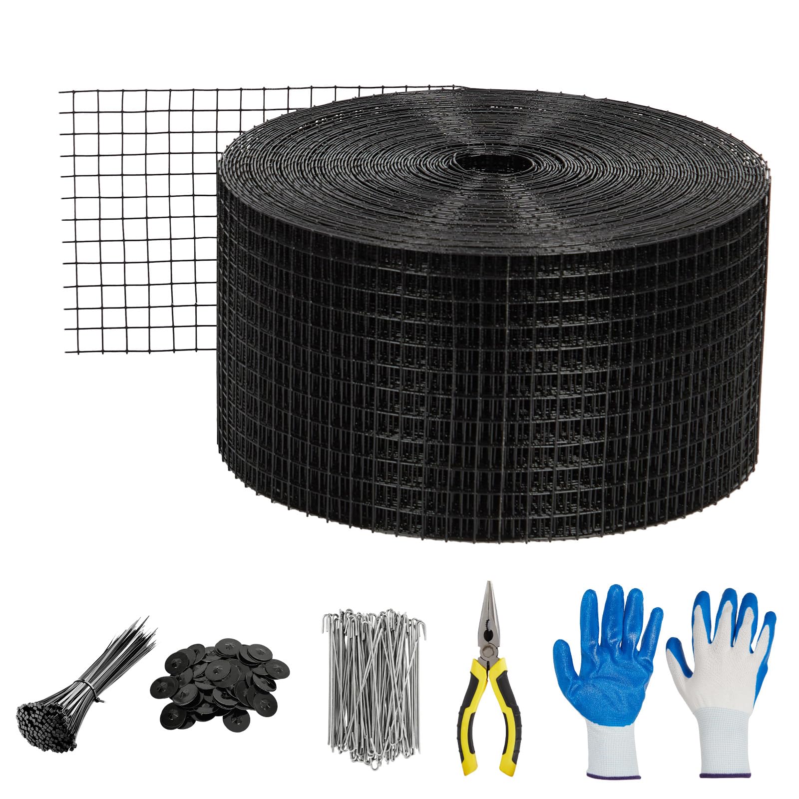 Garvee Solar Panel Bird & Critter Guard Kit 6"x120’ PVC Coated Wire Mesh ½-Inch Grid DIY Installation Fastener Clips Cable Ties for Outdoor Solar Protection