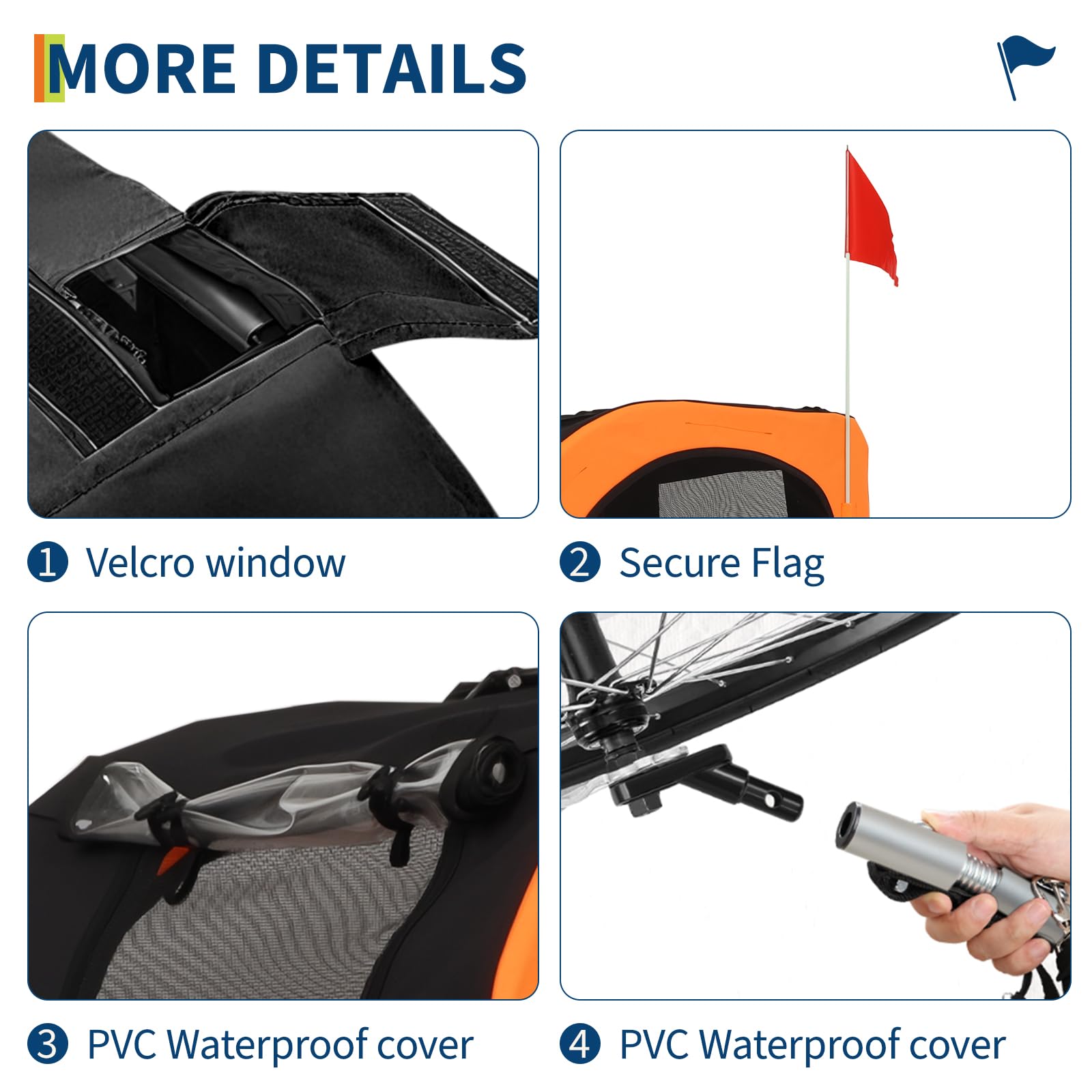 Garvee Dog Bike Trailer, Cargo Cycle Trailer, Quick-Release Wheels Supports 88LBS Easy Folding Carrier for Small Medium Pets Orange