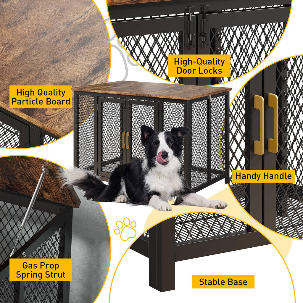 Garvee 48 Inch Large Dog Crate Furniture with Top Access Door, Heavy Duty Dog Crate Wooden Indoor Decorate Pet Cage, Indestructible Pet Dog Kennel for Small, Medium, Large Dogs