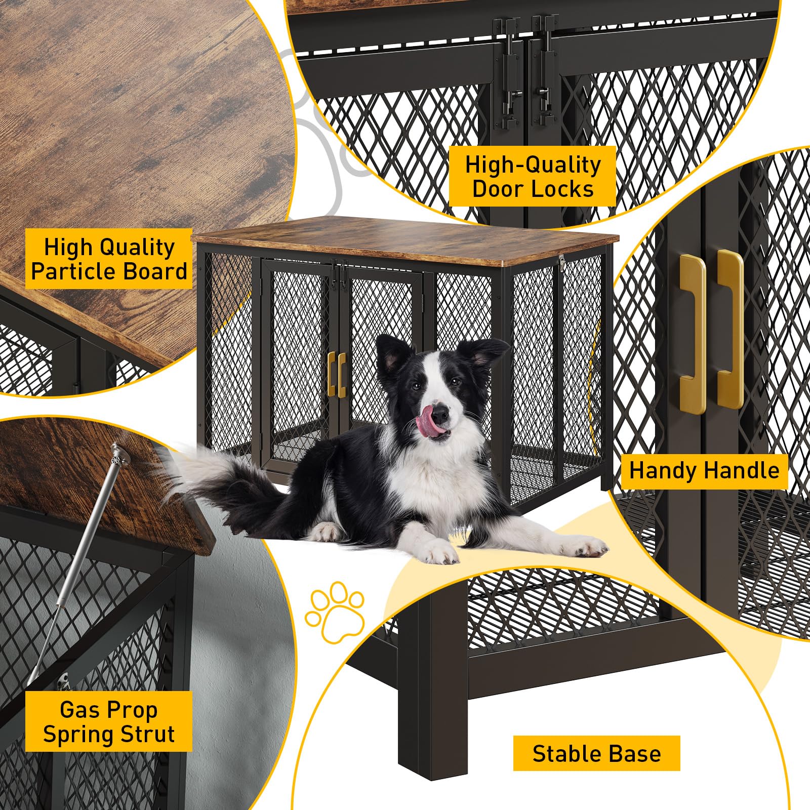 Garvee 48 Inch Large Dog Crate Furniture with Top Access Door, Heavy Duty Dog Crate Wooden Indoor Decorate Pet Cage, Indestructible Pet Dog Kennel for Small, Medium, Large Dogs