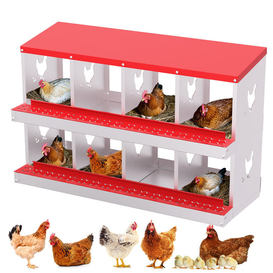 Garvee Chicken Nesting Box 8 Compartment Metal Galvanized Steel Durable Rust-Resistant Easy Egg Collection Ventilated for Coop
