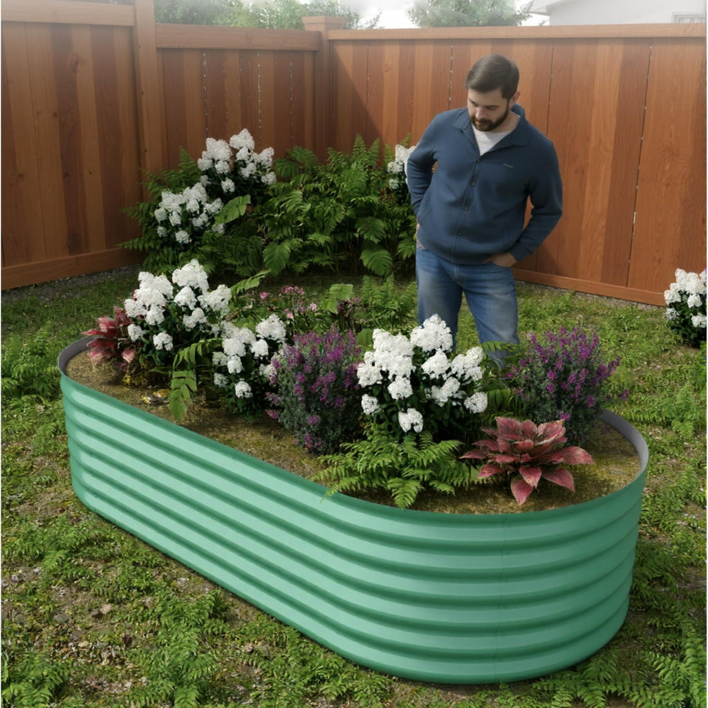 Garvee  8' X 4' X 1.5' Raised Garden Bed,Galvanized Raised Planter Boxes Outdoor with Easy Assembly, Large Garden Bed for Vegetables, Fruits, Flower,Raised Garden Bed,Green