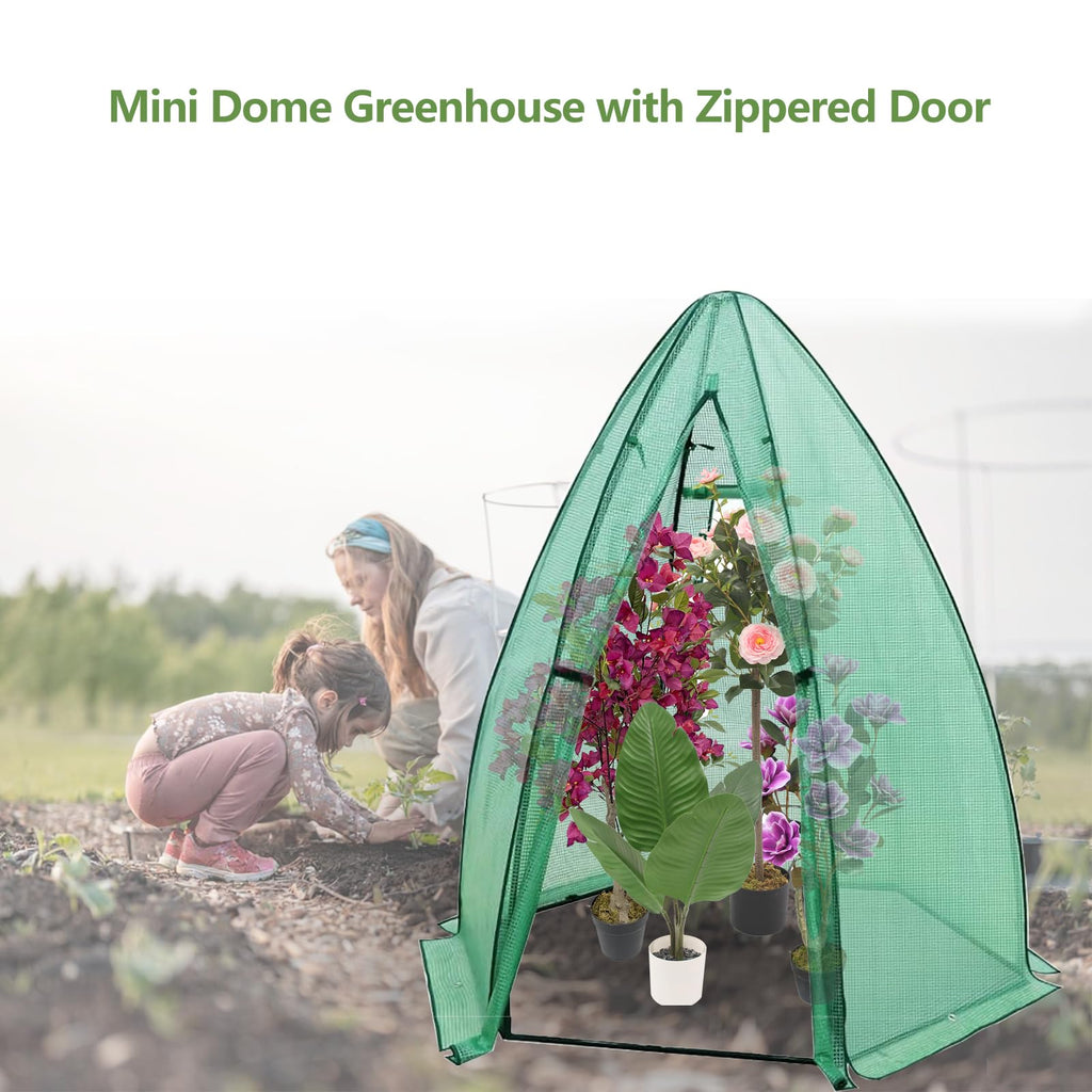 Garvee Outdoor Greenhouse for Plants, Hexagonal Portable Plant House with PE Cover, Zipper Door, Mesh Window, Stable Frame—Weather & Animal Protection for Vegetables, Flowers, Fruits, Herbs