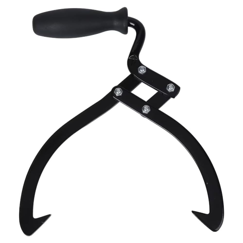 Garvee 10 Inch Log Tongs Handheld Logging Skidding Tool with Non-Slip Grip and Sharp Steel Jaws for Secure Log Handling, Portable Steel, Includes Gloves, Suitable for Outdoor Logging