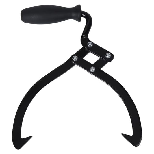 Garvee 10 Inch Log Tongs Handheld Logging Skidding Tool with Non-Slip Grip and Sharp Steel Jaws for Secure Log Handling, Portable Steel, Includes Gloves, Suitable for Outdoor Logging
