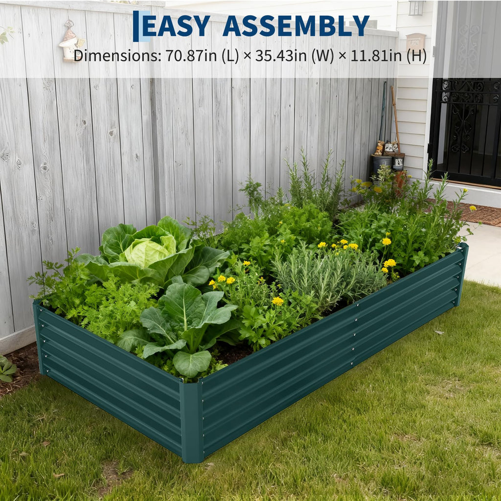 Garvee Galvanized Raised Garden Bed Kit with Cover - Heavy-Duty Modular Metal Planter, Reinforced Panels, Optimal Drainage, Eco-Friendly Steel - Easy Tool Assembly - Vegetable Gardening