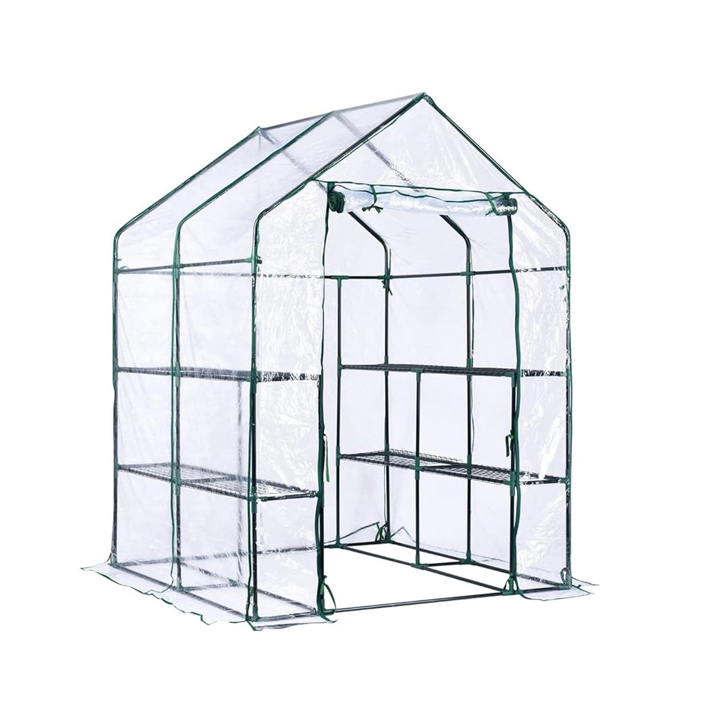Garvee Walk-in Greenhouse with 6 Shelves, 56.3"x56.3"x76.77" Outdoor Portable Gardening House with Durable PE Cover & Zipper Door, Sturdy Anti-Rust Metal Frame, Ideal for Plants & Seedlings