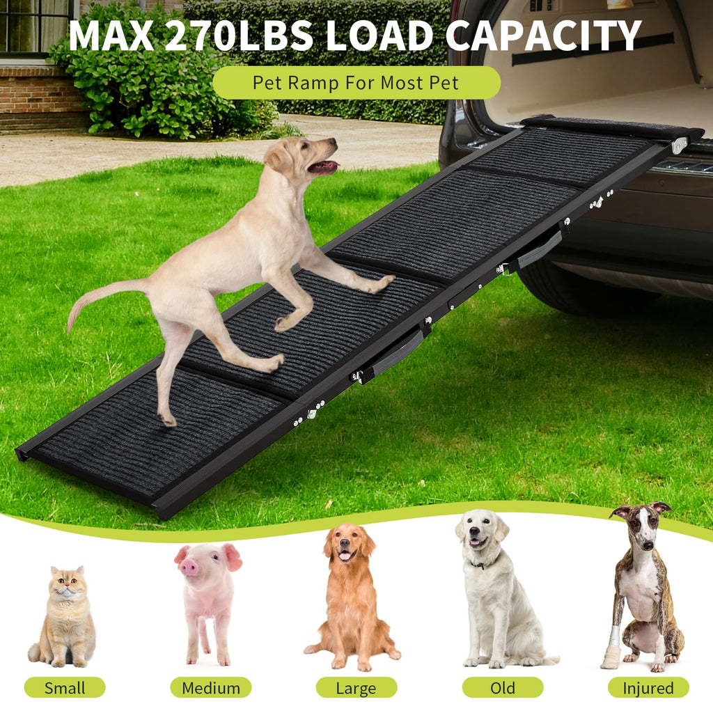 Garvee Upgraded Heavy Duty Dog Ramp for Cars, 71" x20" Folding Pet Ramp for Large Dogs with Non-Slip Surface Portable Dog Car Ramp for SUV Car, RVs & Truck, Outdoor Dog Ramp Up to 300 LBS