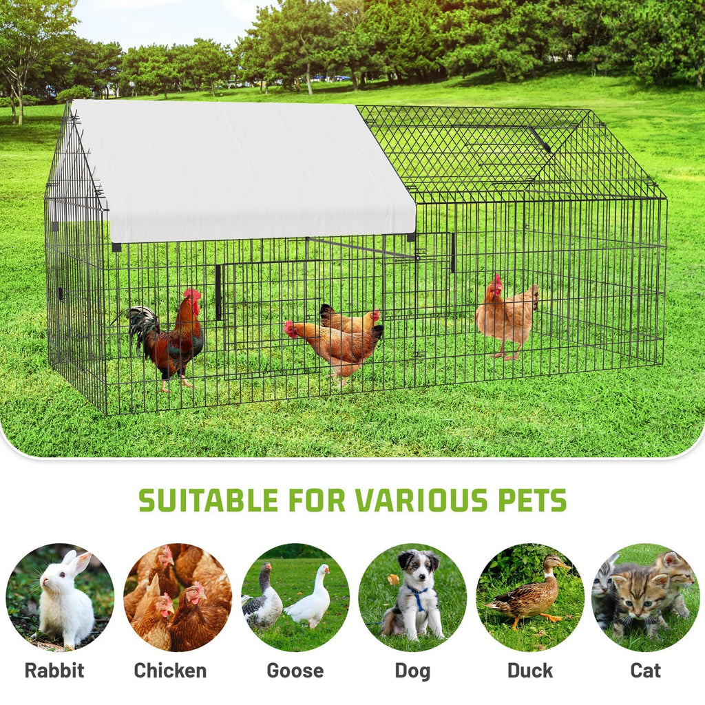 GARVEE 7.1'x3.2'x3.2' Large Walk-in Chicken Coop - Galvanized Steel with Waterproof Cover & Security Lock, Ventilated Outdoor Design