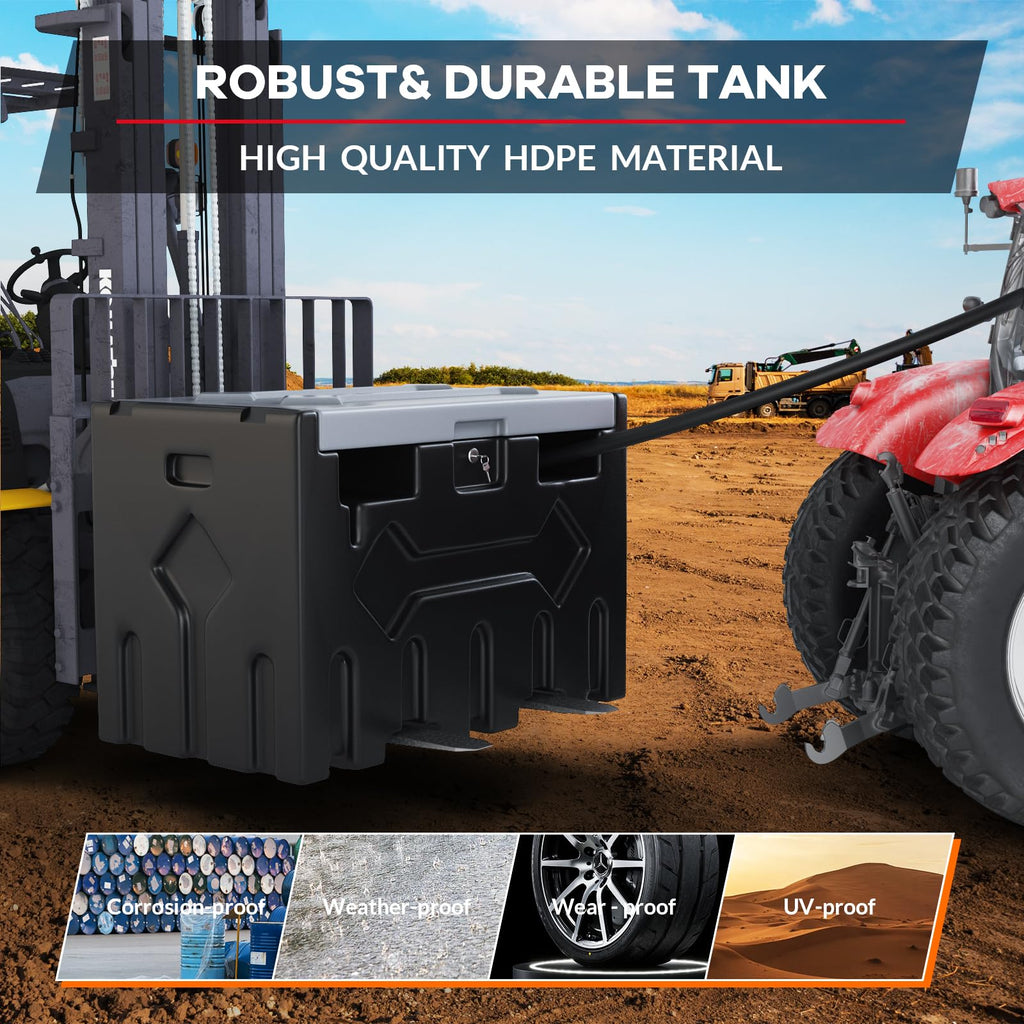 Garvee 52 Gallon Portable Diesel Fuel Tank with 12V Electric Pump, Auto Shut-Off Nozzle, HDPE, Dual Filtration, 15ft Hose, Forklift Pockets for Construction Farms