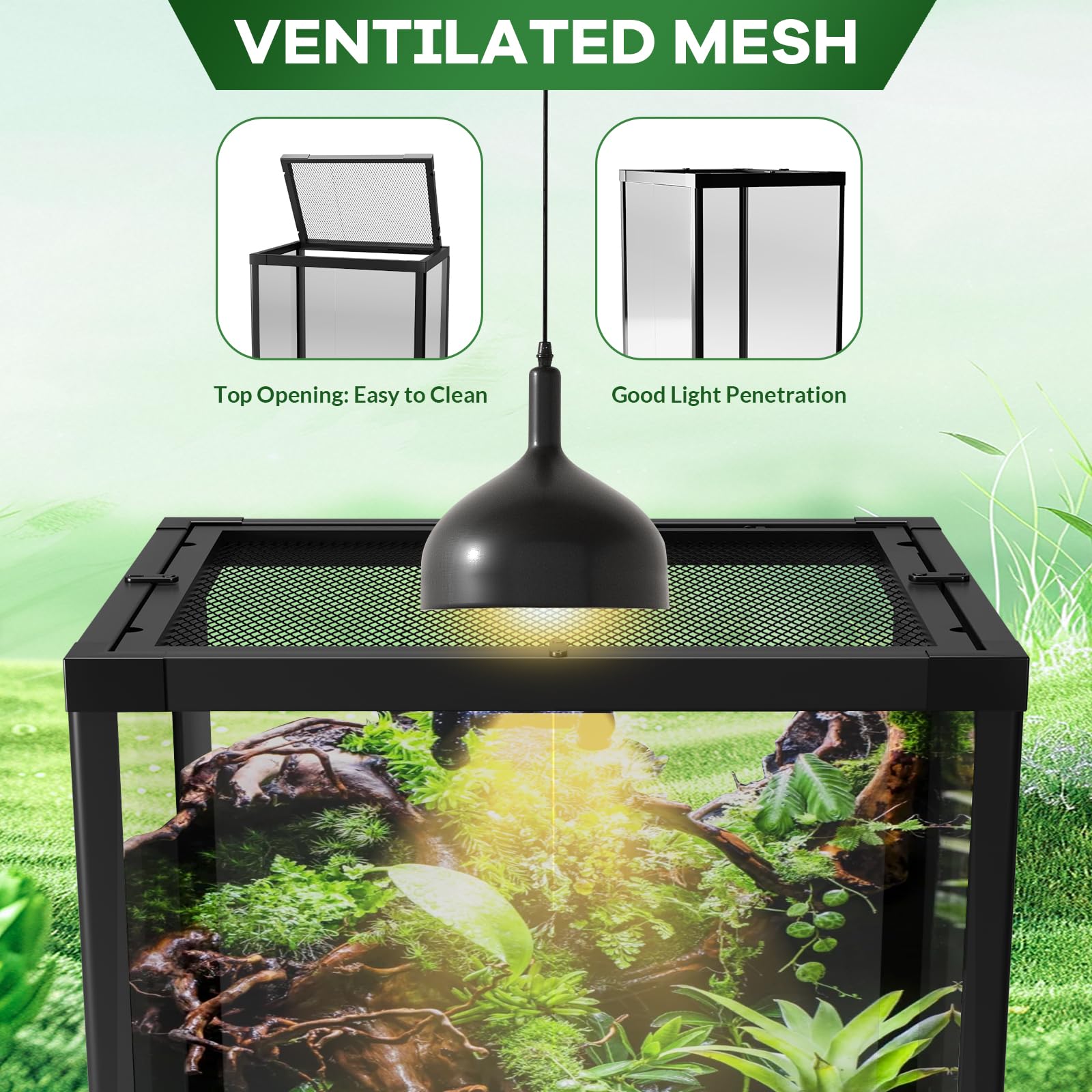Garvee 45 Gallon Reptile Tall Tank Glass Terrarium with Top Screen Ventilation & Double Hinge Door, Tempered Glass, Anti-Escape Locks, 24x18x24in for Lizards & Snakes