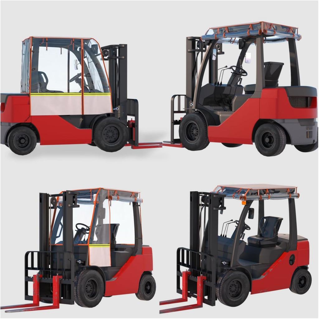 Garvee Clear Forklift Cover 57x47x52 Universal Fit Heavy Duty Waterproof 600D Oxford PVC Tear-Resistant Elastic Hem Adjustable Straps Outdoor Warehouse