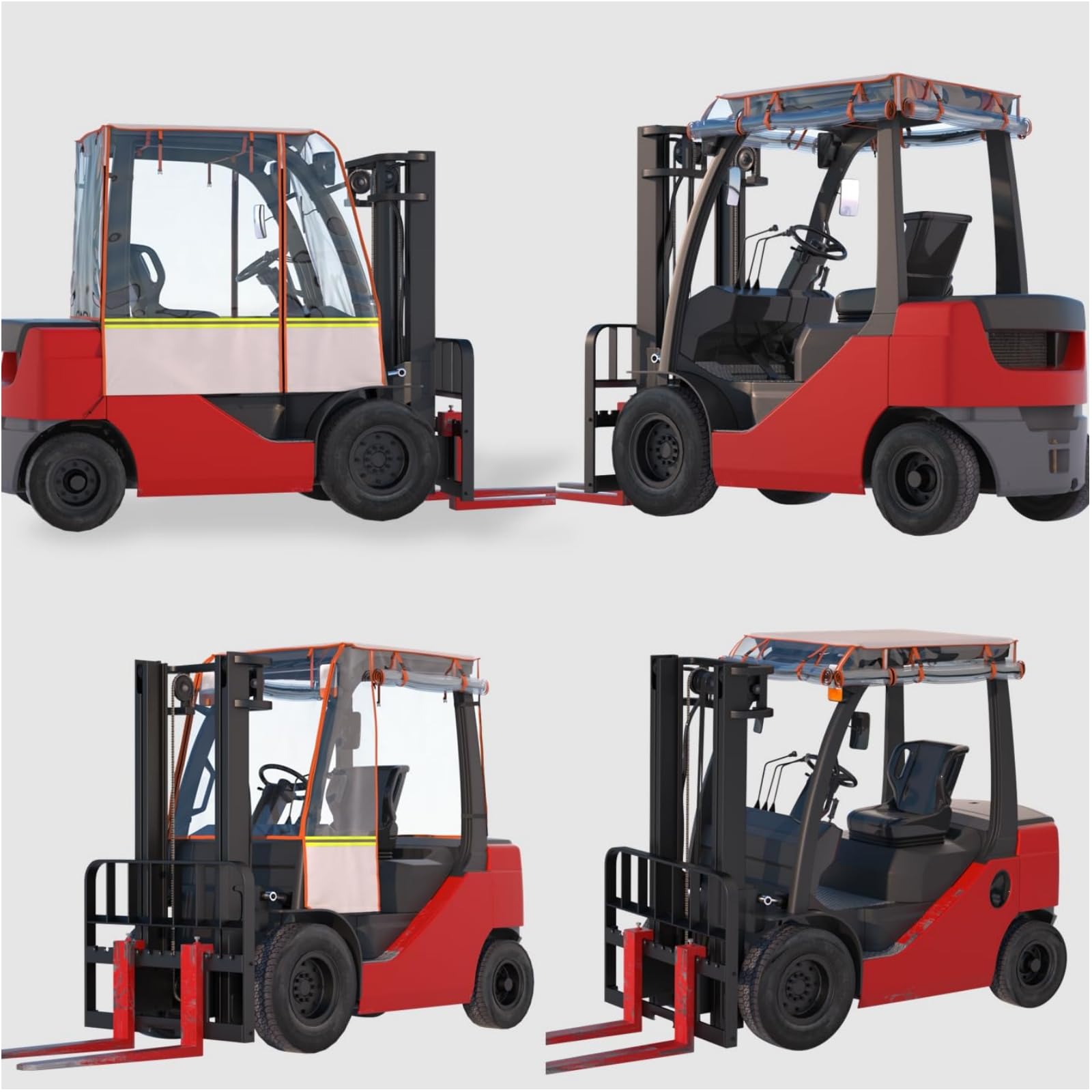 Garvee Clear Forklift Cover 57x47x52 Universal Fit Heavy Duty Waterproof 600D Oxford PVC Tear-Resistant Elastic Hem Adjustable Straps Outdoor Warehouse