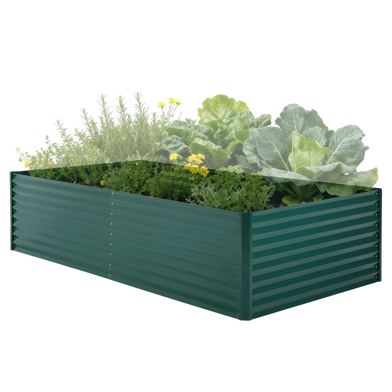 Garvee Galvanized Raised Garden Bed Kit with Cover, Extra Deep Metal Planter, Reinforced Structure, Effortless Assembly, Weather-Resistant Steel, Organic Gardening, Outdoor Use