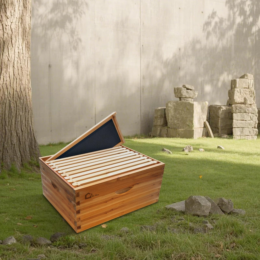 Garvee Deep Brood Bee Hive Kit Langstroth 10-Frame, Warp-Resistant Fir Wood, Beeswax-Coated, Pre-Drilled Holes, Tool-Free Assembly, Beekeeping Starter