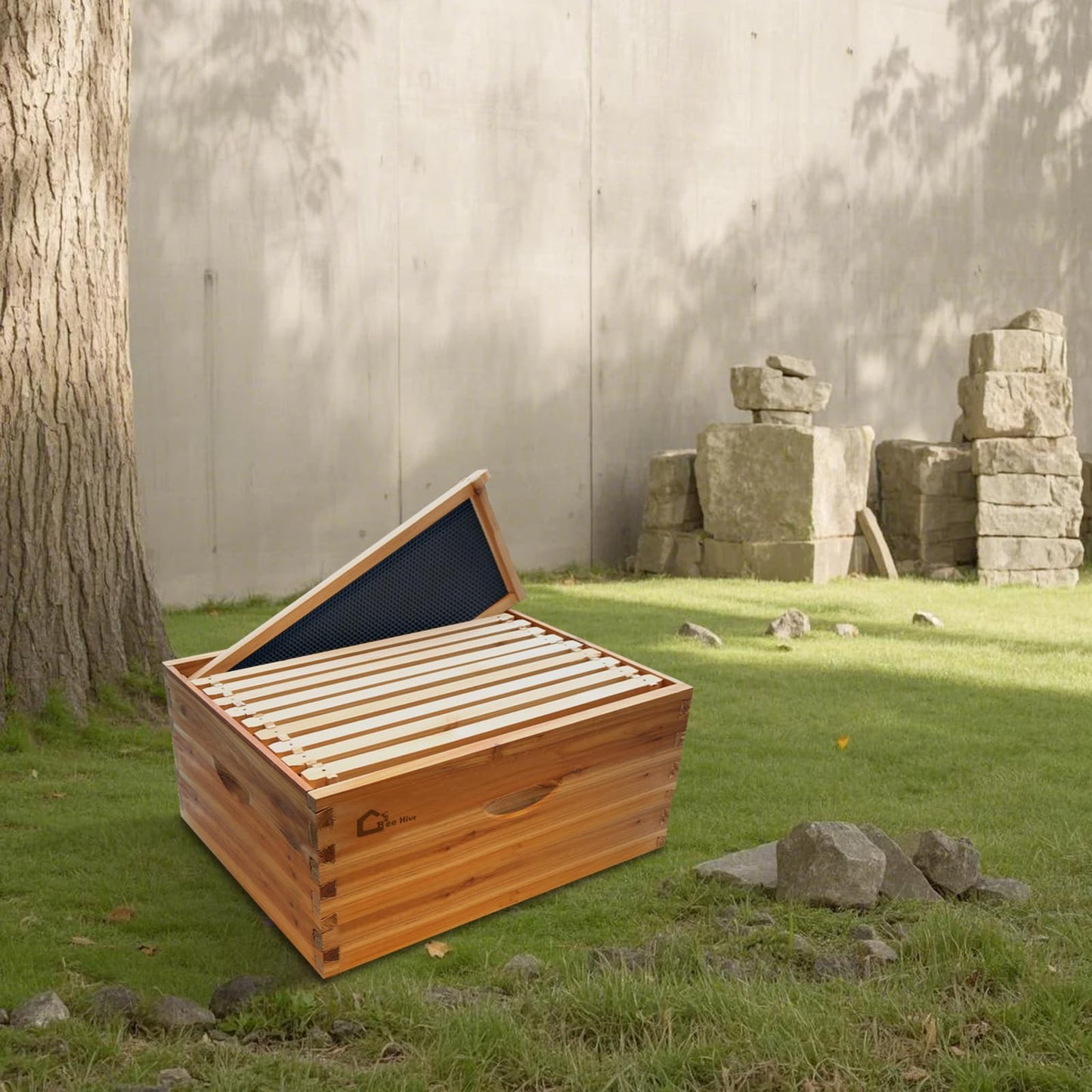 Garvee Deep Brood Bee Hive Kit Langstroth 10-Frame, Warp-Resistant Fir Wood, Beeswax-Coated, Pre-Drilled Holes, Tool-Free Assembly, Beekeeping Starter