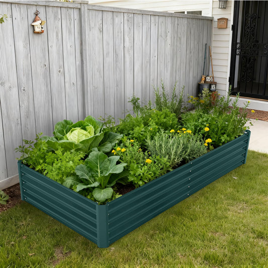 Garvee Galvanized Raised Garden Bed Kit with Cover - Heavy-Duty Modular Metal Planter, Reinforced Panels, Optimal Drainage, Eco-Friendly Steel - Easy Tool Assembly - Vegetable Gardening