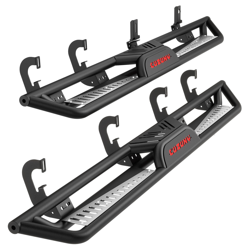 Garvee 6" Running Boards 550LB Side Steps, Black Powder Coated Non-Slip Bolt-On Rock Sliders, Fits 2007-2018 Chevy Silverado/Sierra 1500 Crew Cab, 2007-2019 2500/3500HD