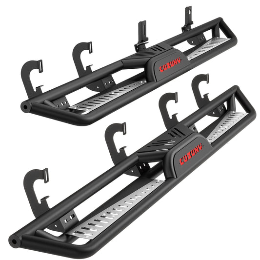 Garvee 6" Running Boards 550LB Side Steps, Black Powder Coated Non-Slip Bolt-On Rock Sliders, Fits 2007-2018 Chevy Silverado/Sierra 1500 Crew Cab, 2007-2019 2500/3500HD