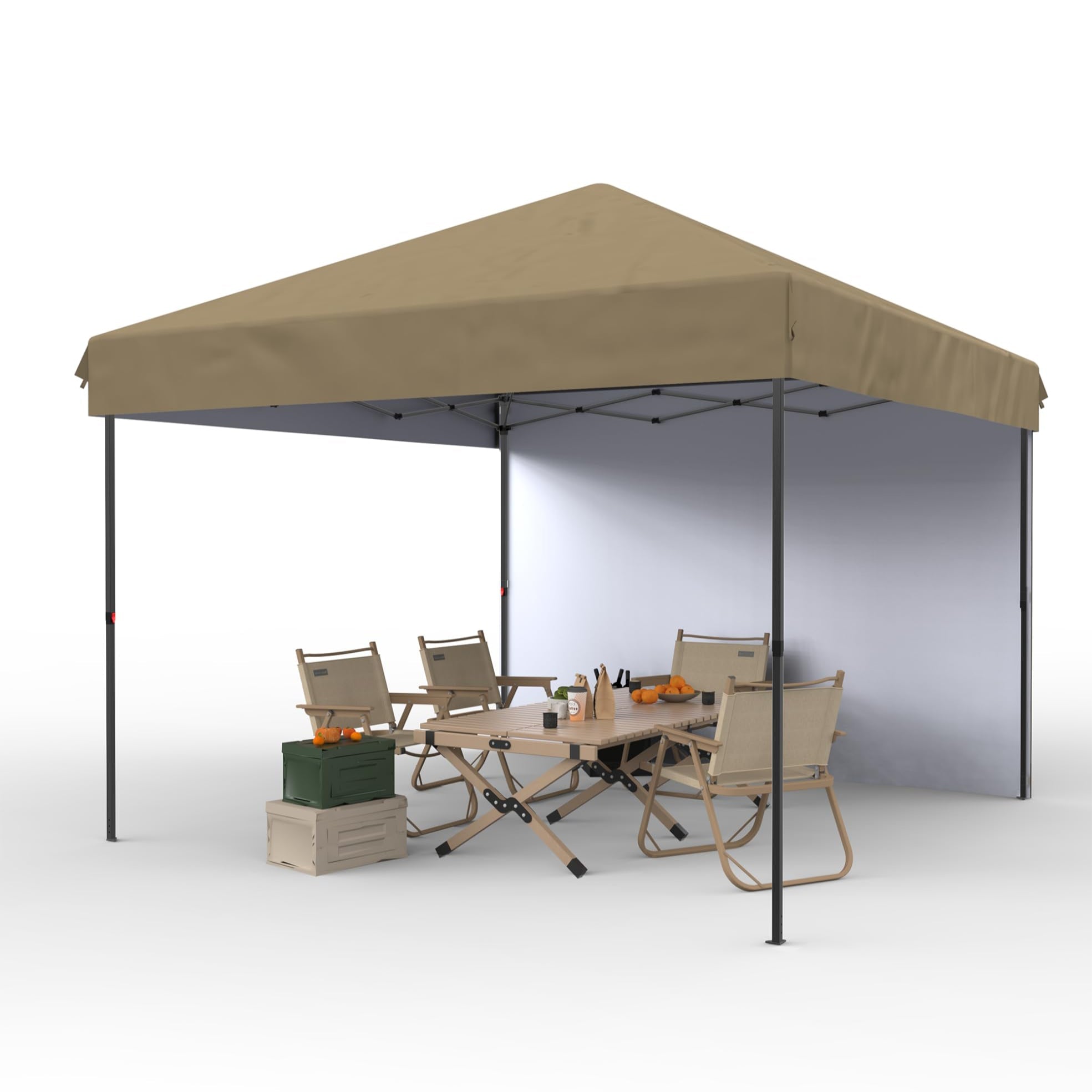 Garvee 10'x10' Pop-Up Canopy Tent - Heavy Duty Commercial Instant Shelter with 4 Sidewalls, One-Person Setup, Outdoor Canopy Tent, Brown