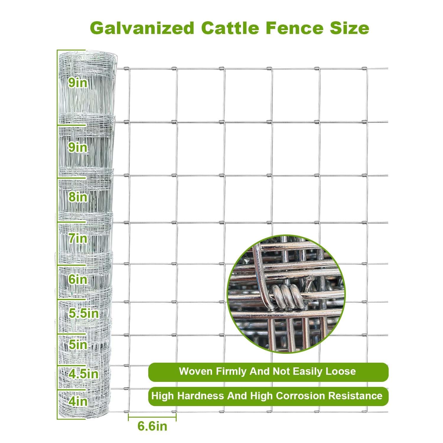 GARVEE 5'x164' Heavy Duty Galvanized Wire Mesh - 14-Gauge Steel Fence for Pasture/Stable/Yard Enclosure (Farm Fencing)