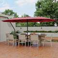 Garvee 15ft Double-Side Rectangular Pool Umbrella with Base - Large 133 sq.ft Shade, Manual Crank, 180G Polyester, Rust-Resistant Steel Ribs - Patio, Poolside, Backyard