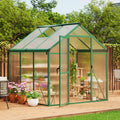 Garvee 6x6 FT Walk-In Greenhouse with Heavy Duty Aluminum Frame & PET Panels, Drainage System and Easy Assembly, Outdoor Green House for Backyard Garden Planting, Patio, Lawn