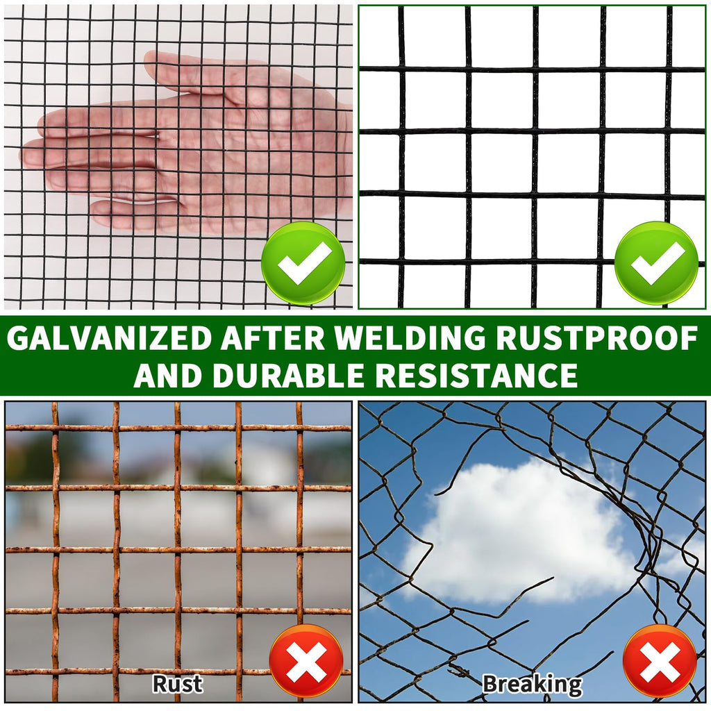 Garvee 19 Gauge Hardware Cloth 1/2 Inch 48 Inx100 Ft - Rust-Resistant, Easy-Cut Galvanized Steel Mesh - Vinyl Coated, Flexible, Black - Garden & Poultry Protection