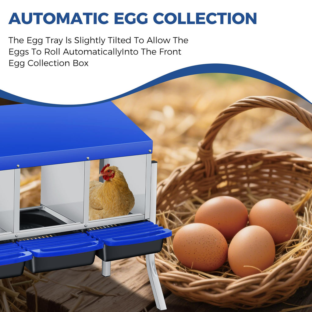 Garvee Chicken Nesting Boxes, 3 Hole with Legs Metal Wall Mount Roll Away Nest with Removable Trays and Roll Out Egg Collection for Chicken Coop