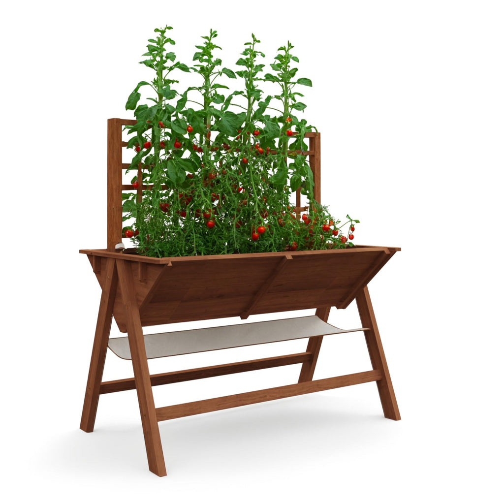 Garvee 52x30x54in Raised Garden Bed with Legs, Elevated Wooden Raised Planter Box with Vine Climbing Trellis Outdoor Standing Growing Bed for Growing Vegetables Flowers Herbs