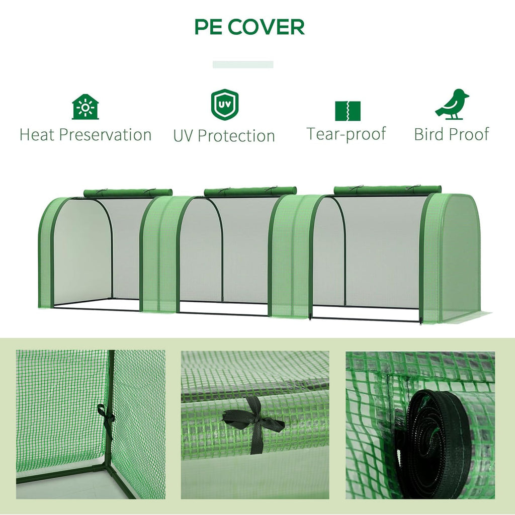 Garvee Mini Greenhouse PE Cover with Roll-up Zipper Door, Powder-coated Steel Frame, Transparent Heat-retentive Material, Portable for Balcony Garden