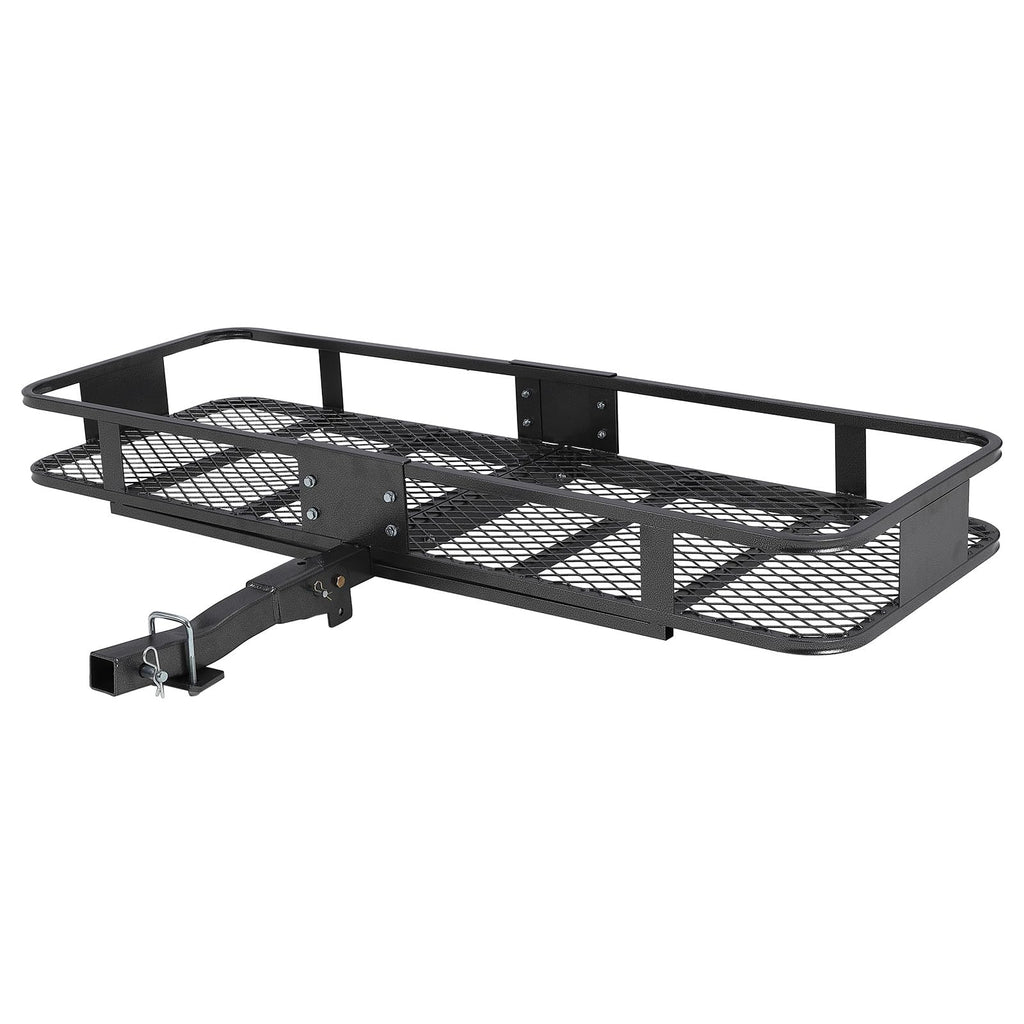 Garvee Hitch Basket Cargo Carrier 60x20x5, Heavy Duty 200 lbs, Black Steel, 2" Hitch Shank, Rust-Resistant PU Coating, Easy Install, Outdoor Travel