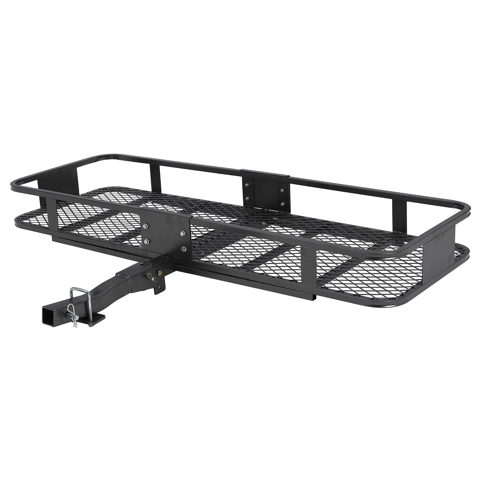 Garvee Hitch Basket Cargo Carrier 60x20x5, Heavy Duty 200 lbs, Black Steel, 2" Hitch Shank, Rust-Resistant PU Coating, Easy Install, Outdoor Travel