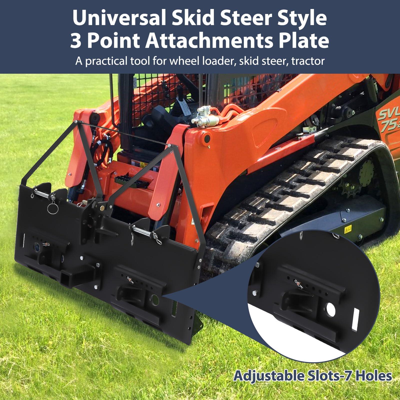 Garvee Two Category 1 Movable Connectors for Cat1 Attachment, Standard CAT 1 Attachment Connector Compatible for 4 in 1 Skid Steer Mount Plate & 3 Point Hitch Receiver
