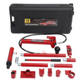 Garvee 10-Ton Heavy-Duty Hydraulic Porta Power Jack Kit with Wheel - 4.6 Ft Oil Hose, Pump, and Storage Case for Auto Body Frame Repair, Garage, Farm, and Mechanic Applications, Red