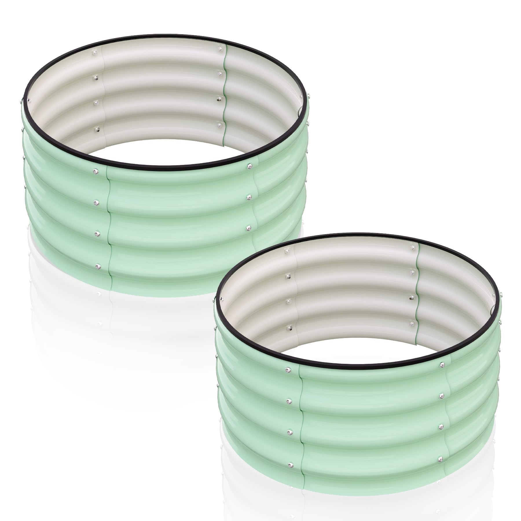 Garvee Round Galvanized Raised Garden Bed - Heavy-Duty Steel, Open Bottom Design - 2FT/3FT/4FT Sizes - Safety Corners - Outdoor Flower & Vegetable Gardening