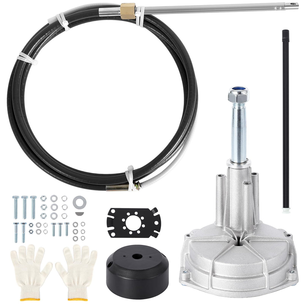 Garvee Boat Steering System 14ft Cable Outboard Kit for 3/4" Shaft Cast Steel & 304 Stainless Steel Corrosion-Resistant Adjustable Nuts for Fishing Boats Yachts Recreational Watercraft
