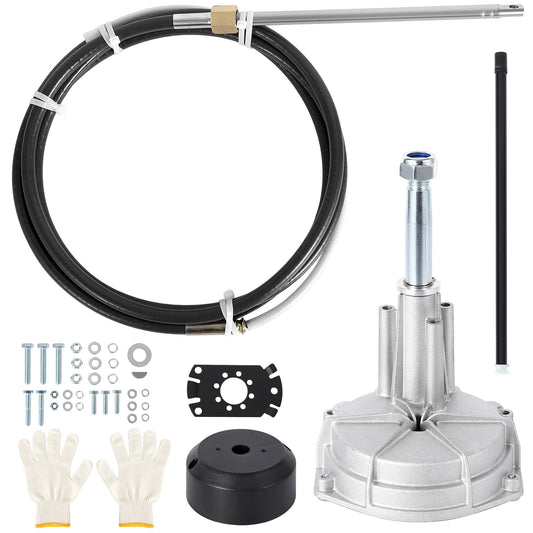 Garvee Boat Steering System 14ft Cable Outboard Kit for 3/4" Shaft Cast Steel & 304 Stainless Steel Corrosion-Resistant Adjustable Nuts for Fishing Boats Yachts Recreational Watercraft