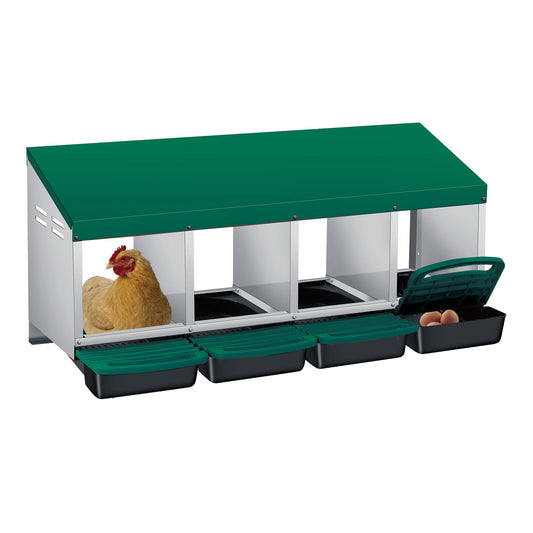 Garvee Chicken Nesting Boxes, 4 Hole Metal Wall Mount Roll Away Nest with Removable Trays and Roll Out Egg Collection for Chicken Coop