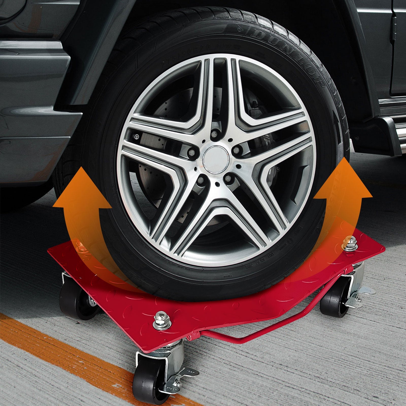 Garvee Wheel Dolly - 6000 Lbs Car Moving Dolly, Wheel Dolly Car Tire Stake Set of 4,Heavy-Duty Car Tire Dolly Cart, 16"x12", Red